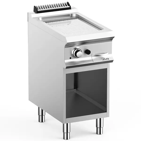 Bak-/Grillplaat | DOMINA PRO 700 | Gas | Gegroefd Oppervlak 330x540 (Verchroomd) | 7kW | Piëzo Ontsteking | Open Onderkast | 400x730x850(h)mm