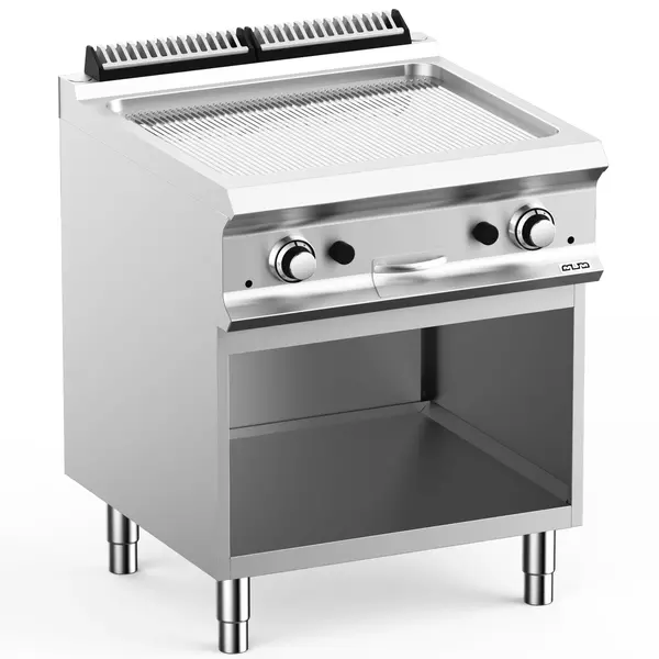 Bak-/Grillplaat | DOMINA PRO 700 | Gas | Gegroefd Oppervlak 630x540 (Verchroomd) | 14kW | Piëzo Ontsteking | Open Onderkast | 700x730x850(h)mm