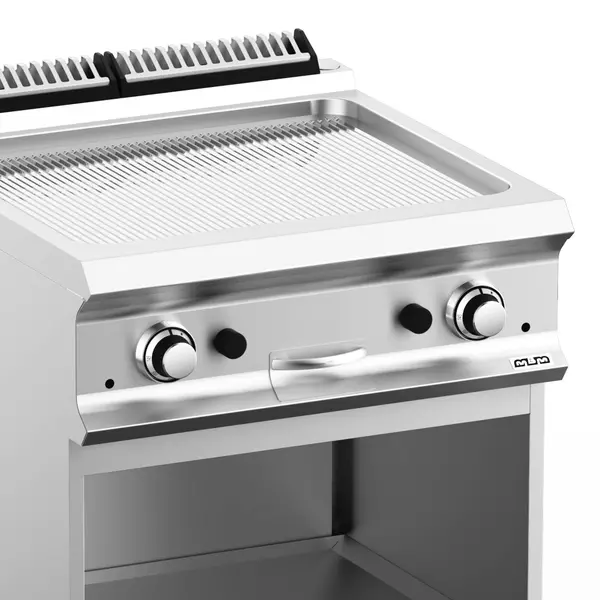 Bak-/Grillplaat | DOMINA PRO 700 | Gas | Gegroefd Oppervlak 630x540 (Verchroomd) | 14kW | Piëzo Ontsteking | Open Onderkast | 700x730x850(h)mm