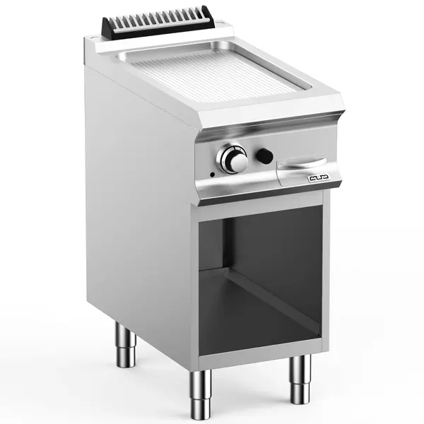 Bak-/Grillplaat | DOMINA PRO 700 | Gas | Gegroefd Oppervlak 330x540 (RVS) | 7kW | Piëzo Ontsteking | Open Onderkast | 400x730x850(h)mm