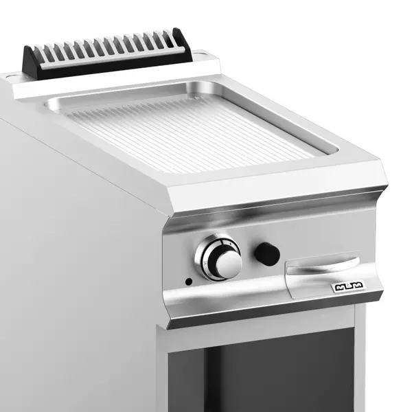 Bak-/Grillplaat | DOMINA PRO 700 | Gas | Gegroefd Oppervlak 330x540 (RVS) | 7kW | Piëzo Ontsteking | Open Onderkast | 400x730x850(h)mm