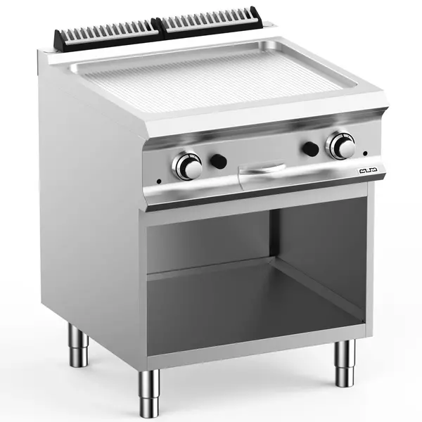 Bak-/Grillplaat | DOMINA PRO 700 | Gas | Gegroefd Oppervlak 630x540 (RVS) | 14kW | Piëzo Ontsteking | Open Onderkast | 700x730x850(h)mm