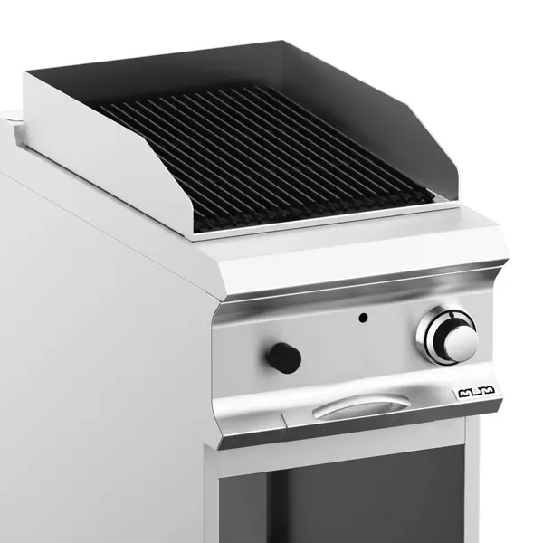 Lavasteengrill | DOMINA PRO 700 | Gas | Oppervlak 352x475 (Gietijzer) | 7.5kW | Piëzo Ontsteking | Open Onderkast | 400x730x850(h)mm