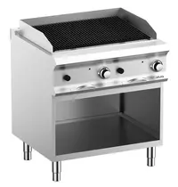 MBM Italy Lavasteengrill | DOMINA PRO 700 | Gas | Oppervlak 704x475 (Gietijzer) | 15kW | Piëzo Ontsteking | Open Onderkast | 800x730x250(h)mm