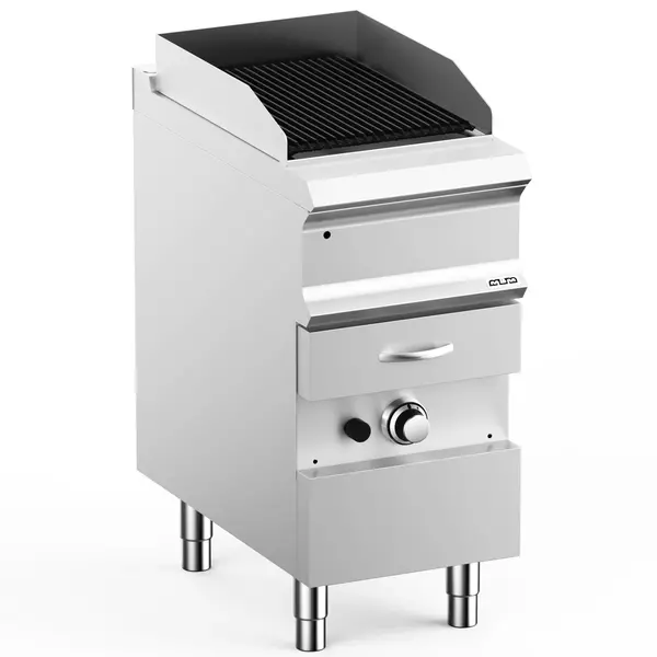 Stoomgrill | DOMINA PRO 700 | Gas | Oppervlak 352x475 (Gietijzer) | 8.5kW | Piëzo Ontsteking | Uitneembare Waterlade | 400x730x850(h)mm