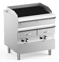 MBM Italy Stoomgrill | DOMINA PRO 700 | Gas | Oppervlak 704x475 (Gietijzer) | 17kW | Piëzo Ontsteking | 2 Uitneembare Waterladen | 800x730x850(h)mm