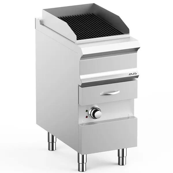 Stoomgrill | DOMINA PRO 700 | Elektrisch | Oppervlak 352x475 (Gietijzer) | 6kW (400V) | Uitneembare Waterlade | 400x730x850(h)mm