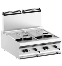 MBM Italy Friteuse | DOMINA PRO 700 | Gas | 9+9L | 90°C/190°C | 15kW | Aftapkranen | Piëzo Ontsteking | 700x730x250/580(h)mm