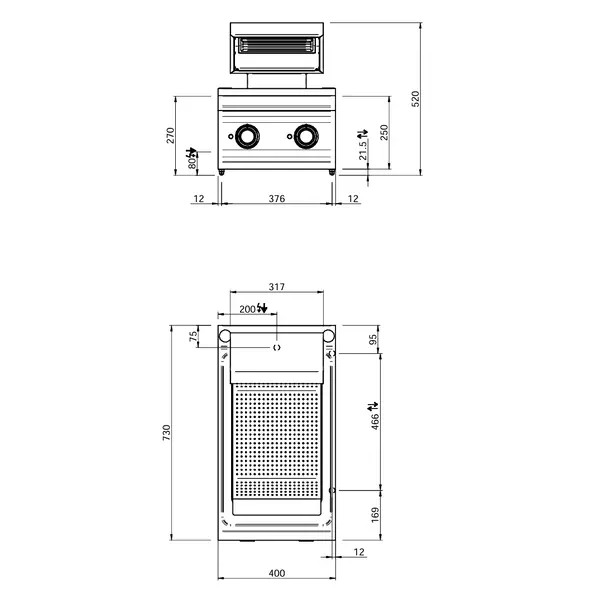 Friet-Warmhouder | DOMINA PRO 700 | 1/1 GN | 30°C/90°C | 1.35kW (230V) | 400x730x250/500(h)mm