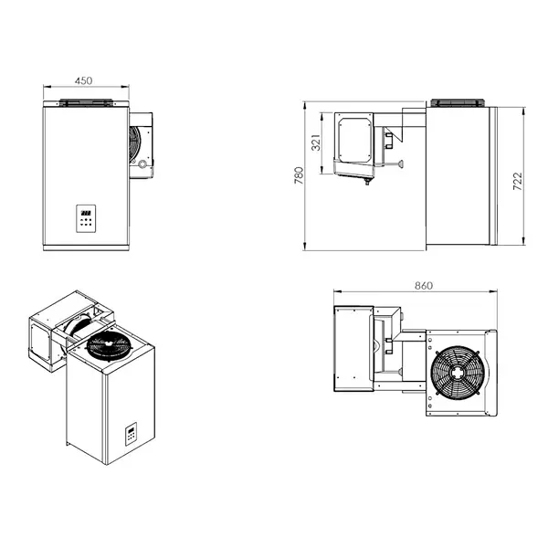 Koelcel | PRO LINE | Incl. Motor | 4.8m³ | +2°C/+8°C | Isolatie 120mm | 230V | 1800x1800x2200(h)mm