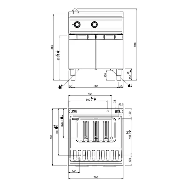 Pastakoker | DOMINA PRO 700 | Elektrisch | 40L | 9kW (400V) | Vulkraan + Aftapkraan | 700x730x850(h)mm