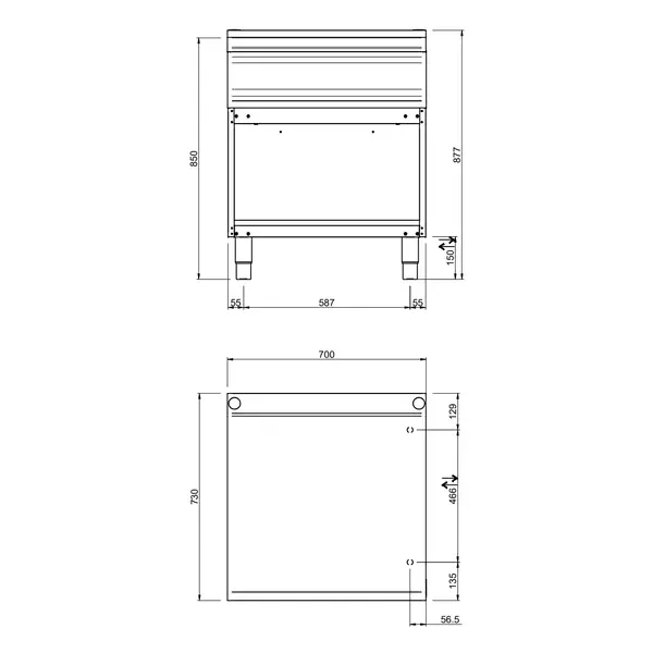 Neutrale Werkunit | DOMINA PRO 700 | Open Onderkast | 700x730x850(h)mm