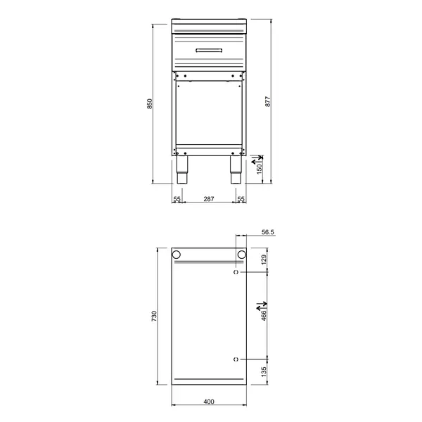 Neutrale Werkunit | DOMINA PRO 700 | Lade + Open Onderkast | 400x730x850(h)mm
