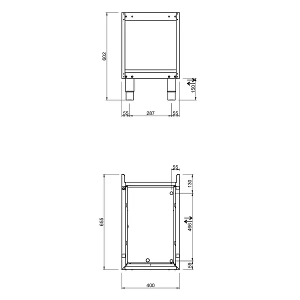 Onderstel | DOMINA PRO/MAGISTRA PLUS 700 | RVS | Open Kast | 400x595x600(h)mm