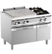 MBM Italy Fornuis/Doorkookplaat + Oven | DOMINA PRO 700 | Gas | 2 Branders (2x 7kW) + Plaat (10kW) + 2/1 GN Oven (6kW) | Waakvlam/Piëzo | Neutraal Vak | 1100x730x850(h)mm