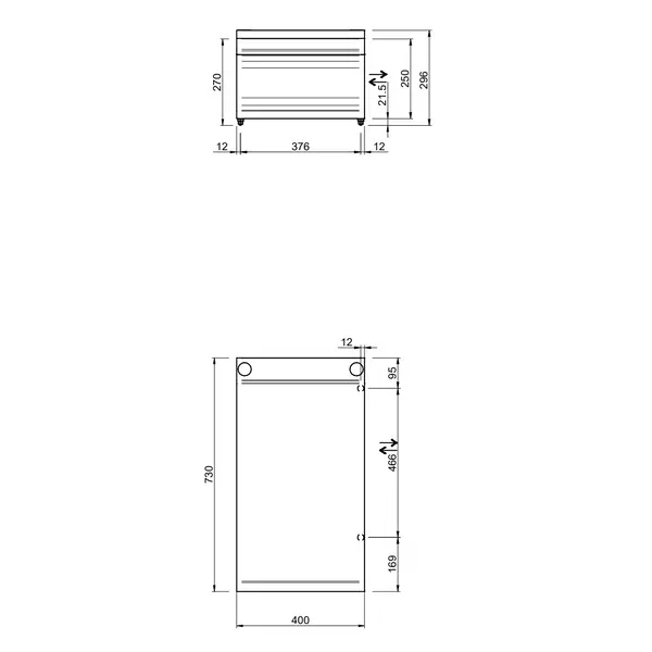 Neutrale Werkunit | DOMINA PRO 700 | Lade | 400x730x250(h)mm