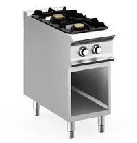 MBM Italy Fornuis | DOMINA PRO 900 | Gas | 2 Branders (7+11kW) | Waakvlam | Open Onderkast | 400x900x850(h)mm