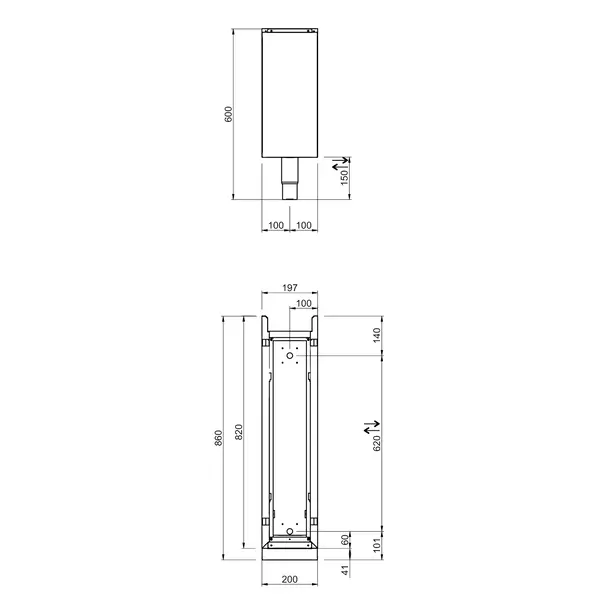 Onderstel (Opvulstuk) | DOMINA PRO 900 | RVS | Dicht | 200x900x600(h)mm