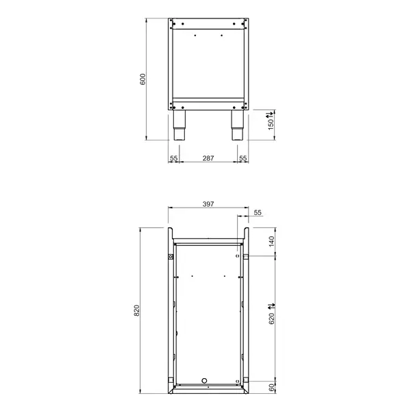 Onderstel | DOMINA PRO 900 | RVS | Open Kast | 400x900x600(h)mm