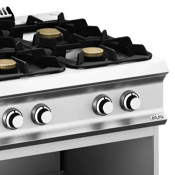 Fornuis | DOMINA PRO 900 | Gas | 4 Branders (2x 7kW + 2x 11kW) | Waakvlam | Open Onderkast | 800x900x850(h)mm