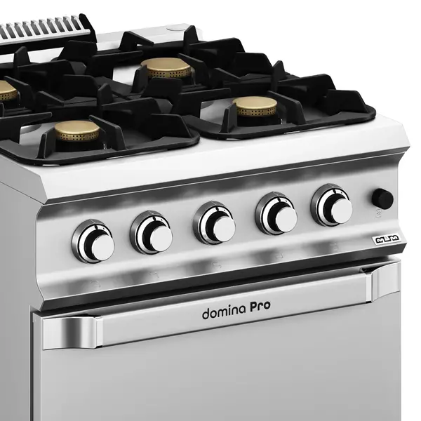 Fornuis + Oven | DOMINA PRO 900 | Gas | 4 Branders (2x 7kW + 2x 11kW) + 2/1 GN Oven (7kW) | Waakvlam/Piëzo | 800x900x850(h)mm
