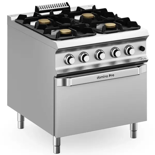 Fornuis + Oven | DOMINA PRO 900 | Gas | 4 Branders (7kW + 3x 11kW) + 2/1 GN Oven (7kW) | Waakvlam/Piëzo | 800x900x850(h)mm