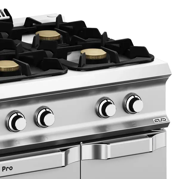 Fornuis + Oven | DOMINA PRO 900 | Gas/Elektrisch | 6 Branders (3x 7kW + 3x 11kW) + 2/1 GN Oven (6kW-400V) | Waakvlam | Neutraal Vak | 1200x900x850(h)mm