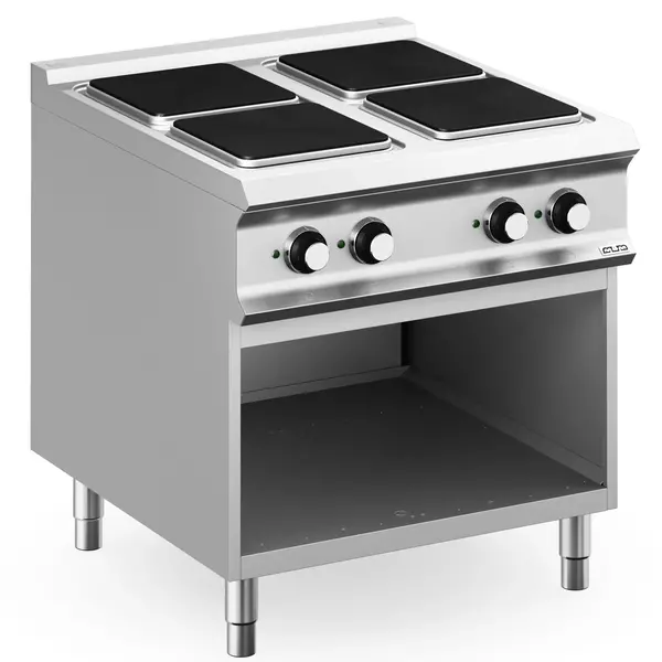 Fornuis | DOMINA PRO 900 | Elektrisch | 4 Kookpunten (300x300) | 13kW (400V) | Open Onderkast | 800x900x850(h)mm