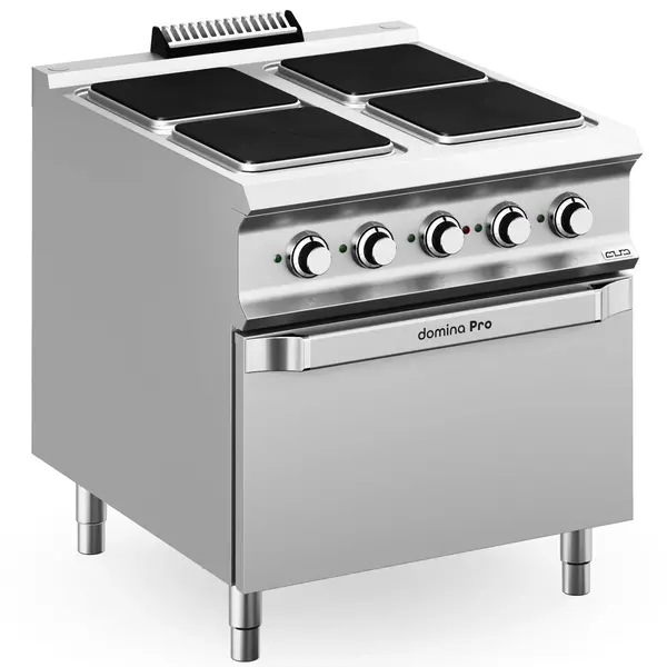Fornuis + Oven | DOMINA PRO 900 | Elektrisch | 4 Kookpunten (300x300) + 2/1 GN Oven | 19kW (400V) | 800x900x850(h)mm
