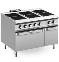 MBM Italy Fornuis + Oven | DOMINA PRO 900 | Elektrisch | 6 Kookpunten (300x300) + 2/1 GN Oven | 26kW (400V) | Neutraal Vak | 1200x900x850(h)mm