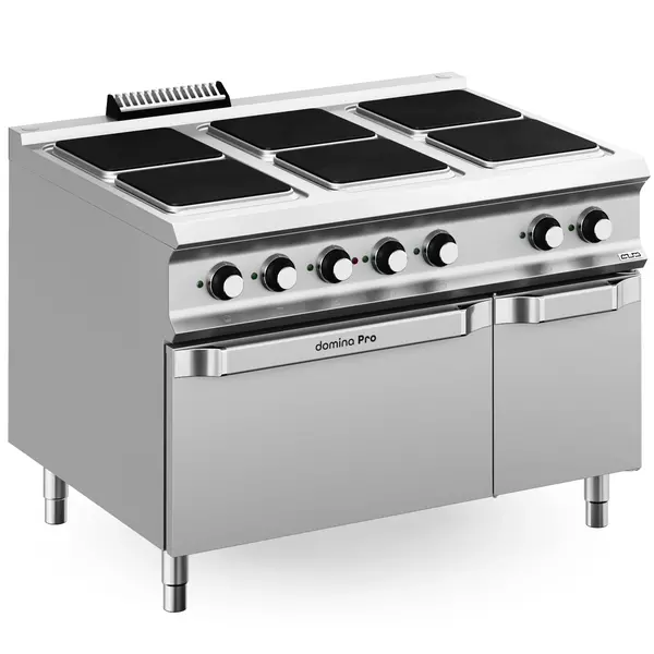 Fornuis + Oven | DOMINA PRO 900 | Elektrisch | 6 Kookpunten (300x300) + 2/1 GN Oven | 26kW (400V) | Neutraal Vak | 1200x900x850(h)mm
