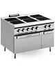 MBM Italy Fornuis + Oven | DOMINA PRO 900 | Elektrisch | 6 Kookpunten (300x300) + 2/1 GN Oven | 26kW (400V) | Neutraal Vak | 1200x900x850(h)mm 