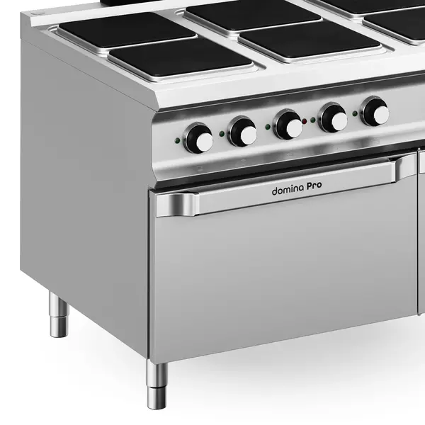 Fornuis + Oven | DOMINA PRO 900 | Elektrisch | 6 Kookpunten (300x300) + 2/1 GN Oven | 26kW (400V) | Neutraal Vak | 1200x900x850(h)mm