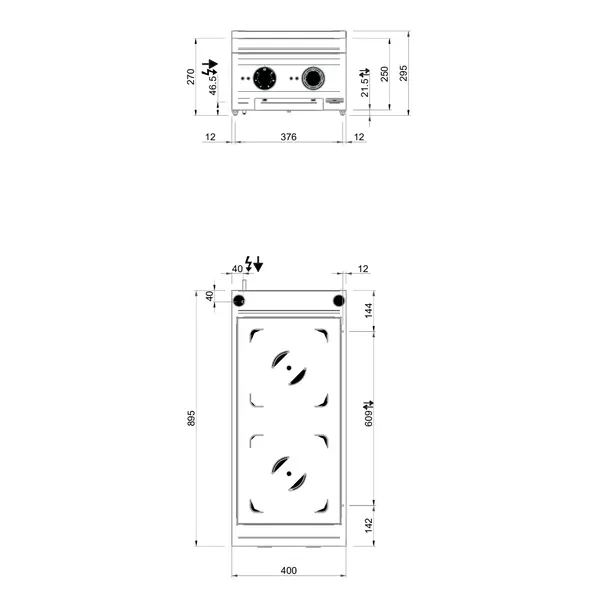 Inductiefornuis | DOMINA PRO 900 | 2 Kookpunten | 10kW (400V) | 400x900x250(h)mm