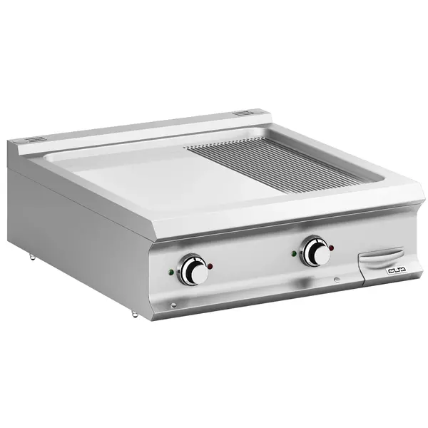 Bak-/Grillplaat | DOMINA PRO 900 | Elektrisch | Glad/Gegroefd Oppervlak 700x690 (RVS) | 14kW (400V) | 800x900x250(h)mm