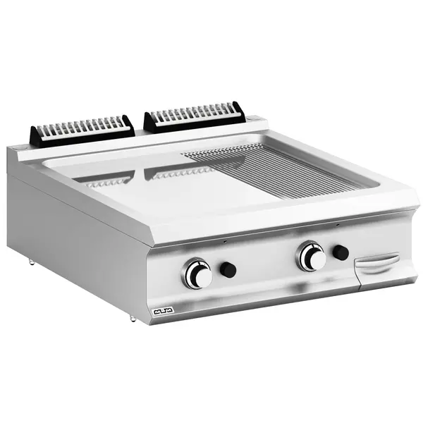 Bak-/Grillplaat | DOMINA PRO 900 | Gas | Glad/Gegroefd Oppervlak 700x690 (Verchroomd) | 18.4kW | Piëzo Ontsteking | 800x900x250(h)mm