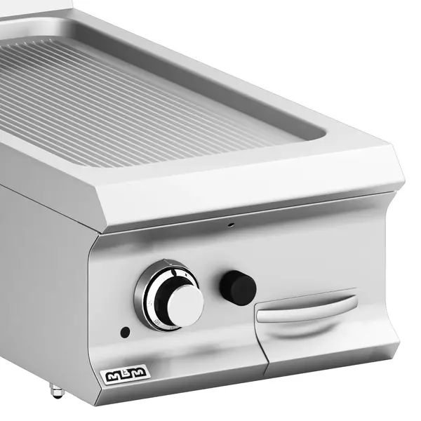 Bak-/Grillplaat | DOMINA PRO 900 | Gas | Gegroefd Oppervlak 330x690 (RVS) | 9.2kW | Piëzo Ontsteking | 400x900x250(h)mm
