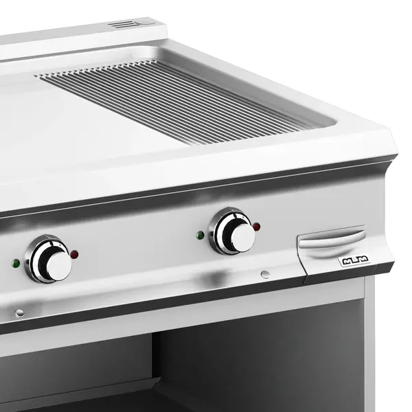 Bak-/Grillplaat | DOMINA PRO 900 | Elektrisch | Glad/Gegroefd Oppervlak 700x690 (Verchroomd) | 14kW (400V) | Open Onderkast | 800x900x850(h)mm