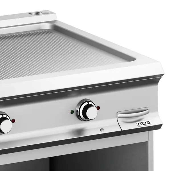 Bak-/Grillplaat | DOMINA PRO 900 | Elektrisch | Gegroefd Oppervlak 700x690 (RVS) | 14kW (400V) | Open Onderkast | 800x900x850(h)mm