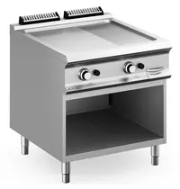 MBM Italy Bak-/Grillplaat | DOMINA PRO 900 | Gas | Glad/Gegroefd Oppervlak 700x690 (RVS) | 18.4kW | Piëzo Ontsteking | Open Onderkast | 800x900x850(h)mm