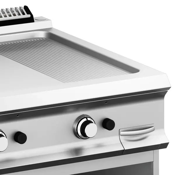 Bak-/Grillplaat | DOMINA PRO 900 | Gas | Glad/Gegroefd Oppervlak 700x690 (RVS) | 18.4kW | Piëzo Ontsteking | Open Onderkast | 800x900x850(h)mm