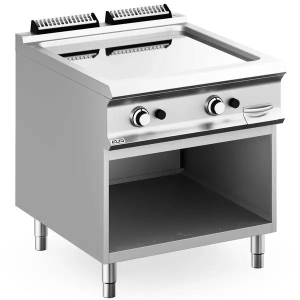 Bak-/Grillplaat | DOMINA PRO 900 | Gas | Glad Oppervlak 700x690 (Verchroomd) | 18.4kW | Piëzo Ontsteking | Open Onderkast | 800x900x850(h)mm