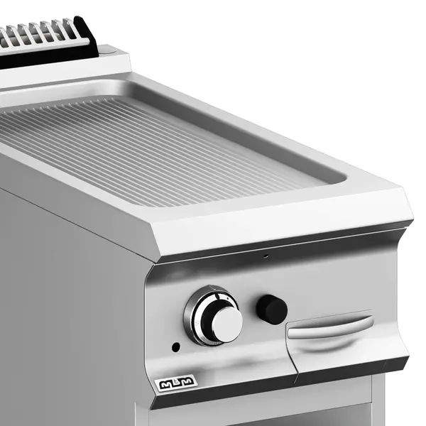 Bak-/Grillplaat | DOMINA PRO 900 | Gas | Gegroefd Oppervlak 330x690 (RVS) | 9.2kW | Piëzo Ontsteking | Open Onderkast | 400x900x850(h)mm