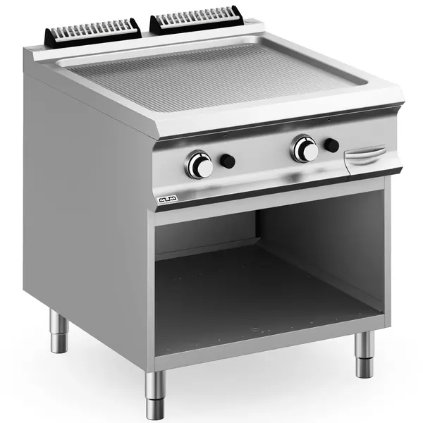 Bak-/Grillplaat | DOMINA PRO 900 | Gas | Gegroefd Oppervlak 700x690 (RVS) | 18.4kW | Piëzo Ontsteking | Open Onderkast | 800x900x850(h)mm