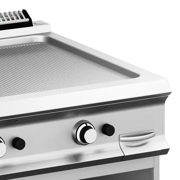Bak-/Grillplaat | DOMINA PRO 900 | Gas | Gegroefd Oppervlak 700x690 (RVS) | 18.4kW | Piëzo Ontsteking | Open Onderkast | 800x900x850(h)mm