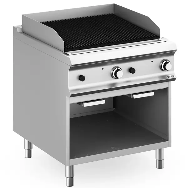 Lavasteengrill | DOMINA PRO 900 | Gas | Oppervlak 740x640 (Gietijzer) | 20kW | Piëzo Ontsteking | Open Onderkast | 800x900x850(h)mm