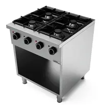 UNNI-COOKING Gasfornuis | 4 Branders (4x 6.5kW) | Open Onderkast | 700x700x850(h)mm 