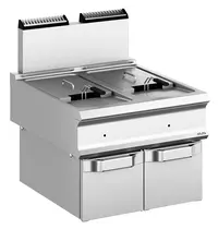 MBM Italy Friteuse | DOMINA PRO 900 | Gas | 18+18L | 90°C/190°C | 36kW | Aftapkranen | Piëzo Ontsteking | 800x900x580/908(h)mm