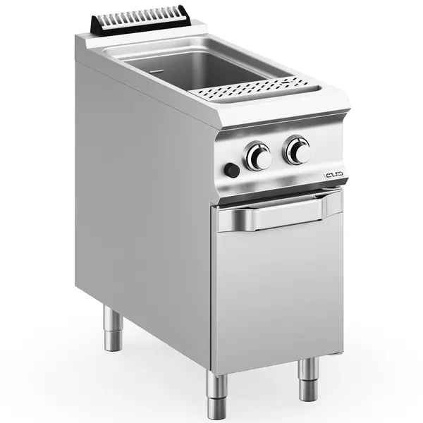 Pastakoker | DOMINA PRO 900 | Gas | 40L | 13.3kW (230V) | Vulkraan + Aftapkraan | Piëzo Ontsteking | 400x900x850(h)mm