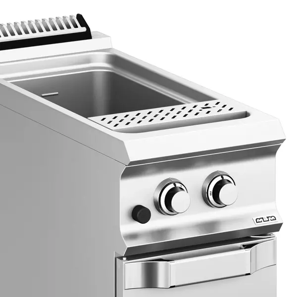 Pastakoker | DOMINA PRO 900 | Gas | 40L | 13.3kW (230V) | Vulkraan + Aftapkraan | Piëzo Ontsteking | 400x900x850(h)mm